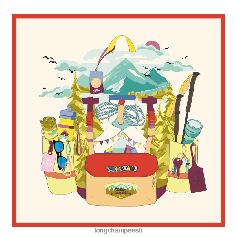 tarvikud oranž PD2Z8Z1033 kevad/suvi 2023 kollektsiooni siidisall 70 naised Longchamp