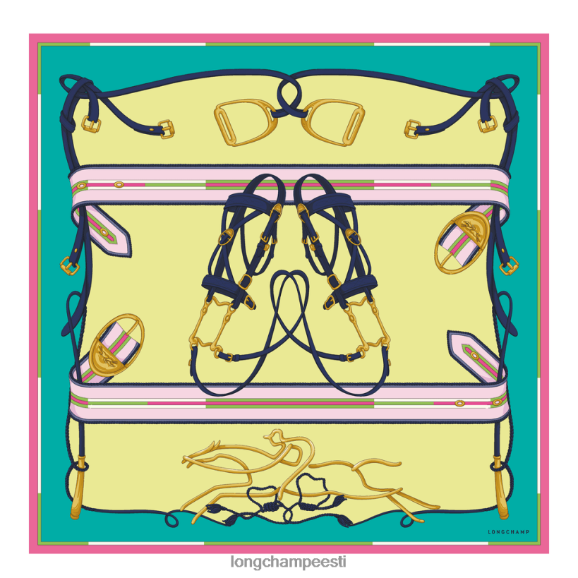 tarvikud türkiissinine PD2Z8Z1048 kevad/suvi 2023 kollektsiooni siidisall 90 naised Longchamp