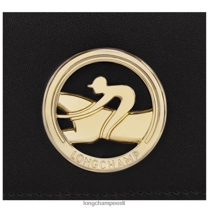 nahktooted must PD2Z8Z516 kast-traavi õlarihmaga rahakott naised Longchamp