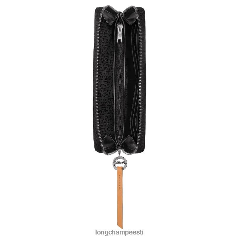 nahktooted must PD2Z8Z550 le pliage linna rahakott ümber lukuga naised Longchamp