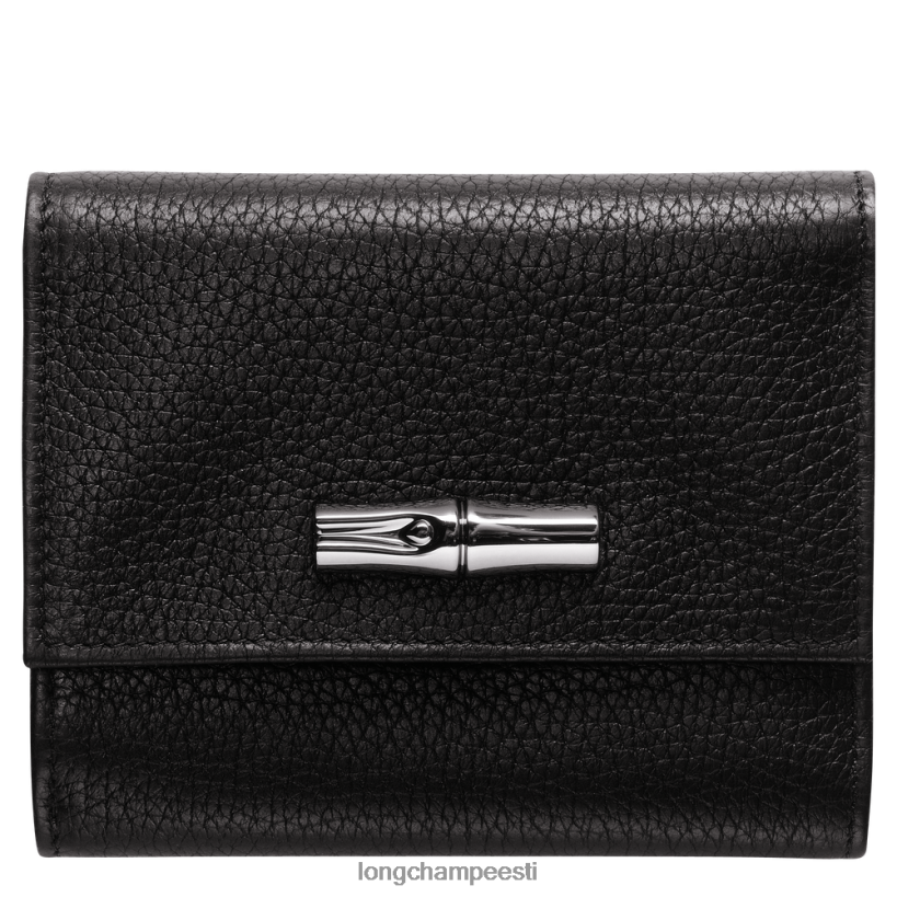 nahktooted must PD2Z8Z568 roseau oluline kompaktne rahakott naised Longchamp