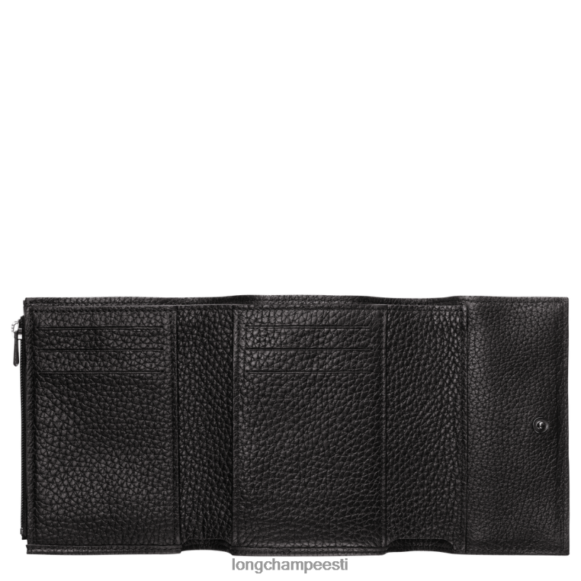 nahktooted must PD2Z8Z568 roseau oluline kompaktne rahakott naised Longchamp