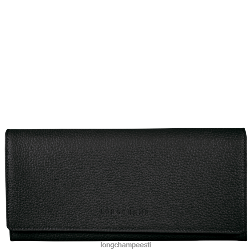 nahktooted must PD2Z8Z602 le foulonne kontinentaalne rahakott naised Longchamp