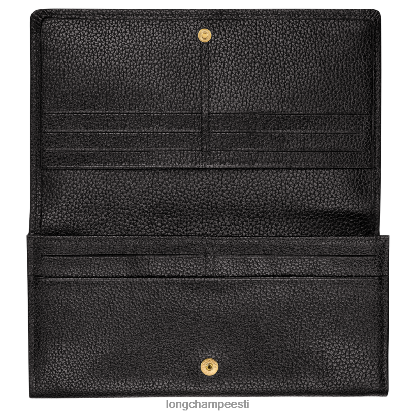 nahktooted must PD2Z8Z609 le foulonne kontinentaalne rahakott naised Longchamp